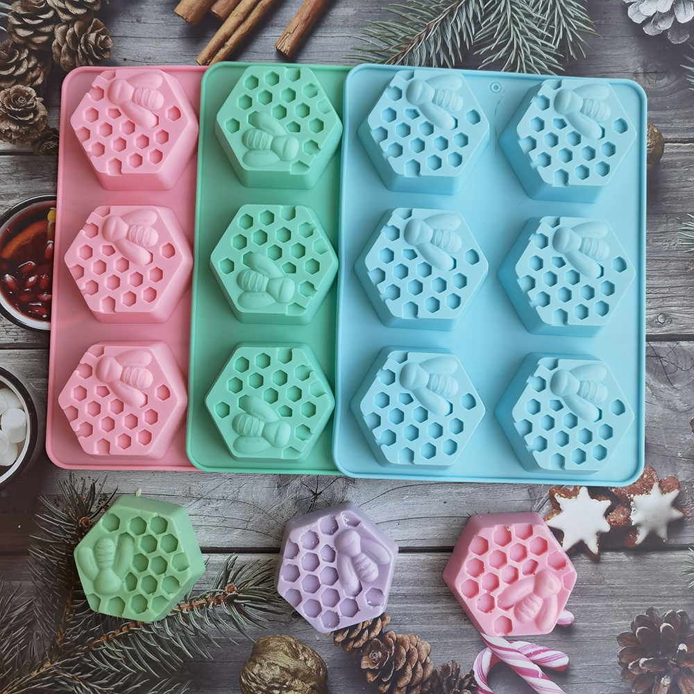 Candle Supplies Tins - Silicone Hexagonal Bee Soap Mold for