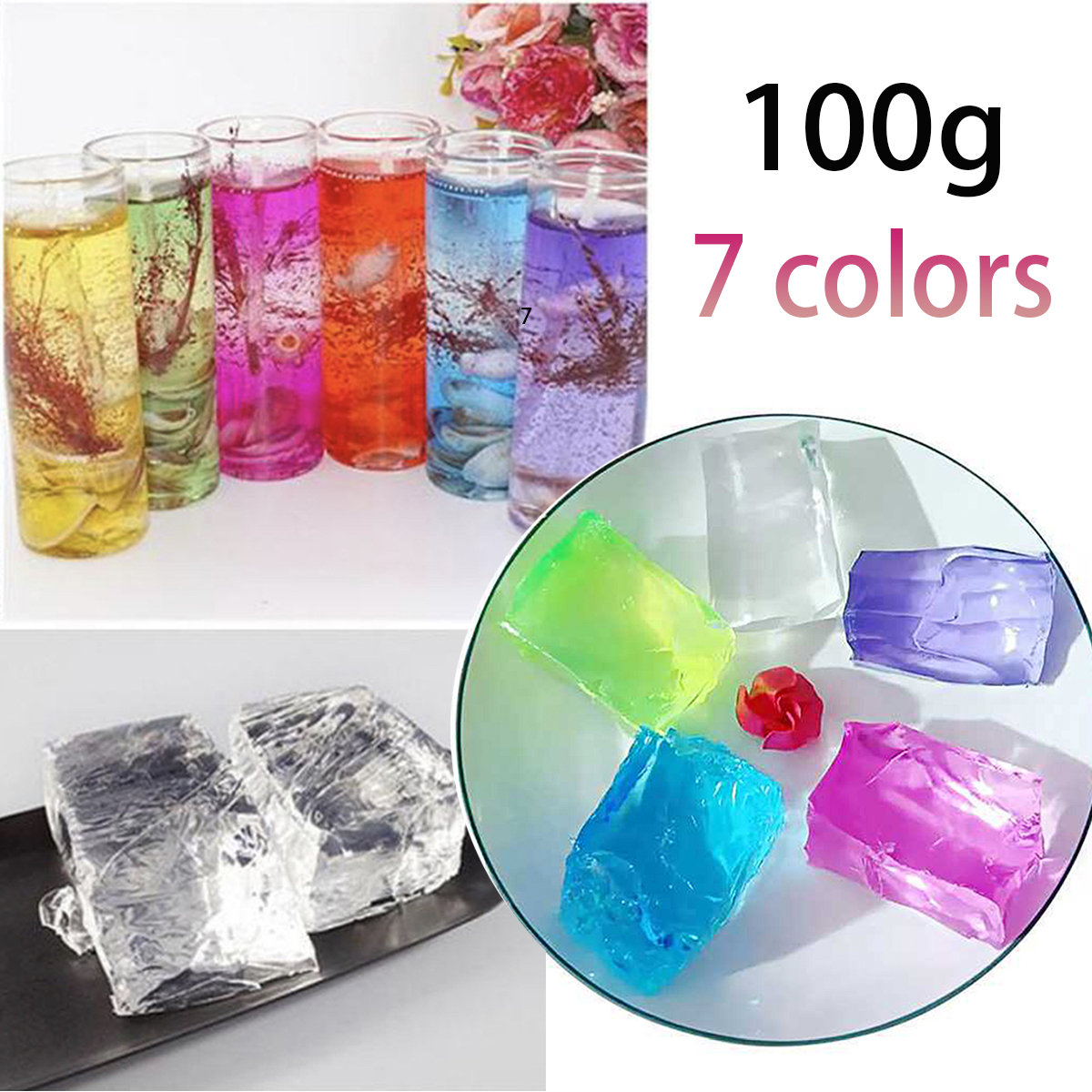 Candle Supplies Tins - 100G 7Colors Jelly Wax DIY Handmade