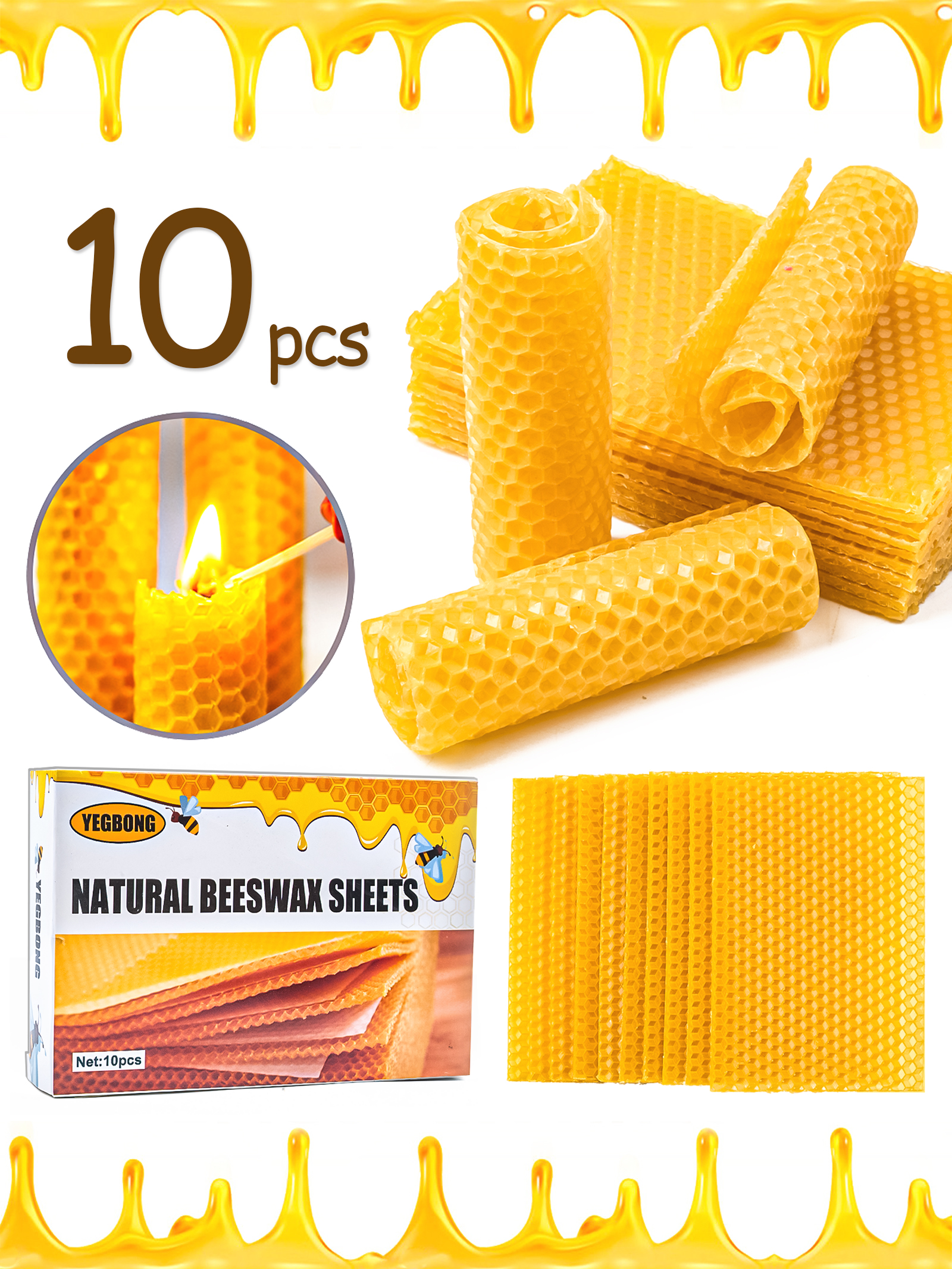 Candle Supplies Tins - 10Pcs Natural Honeycomb Bee Wax Sheets